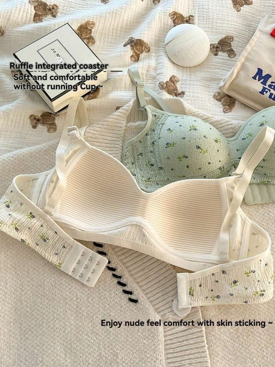 Sujetador sin aros, anti-caída floral dulce para adolescentes - Imagen 2