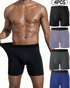 4 piezas Ropa interior larga de unicolor para hombres