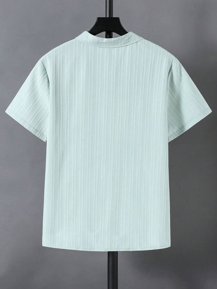 Camisa de manga corta de uso diario casual y versátil con cuello liso - Imagen 3