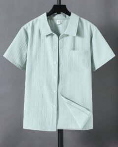 Camisa de manga corta de uso diario casual y versátil con cuello liso
