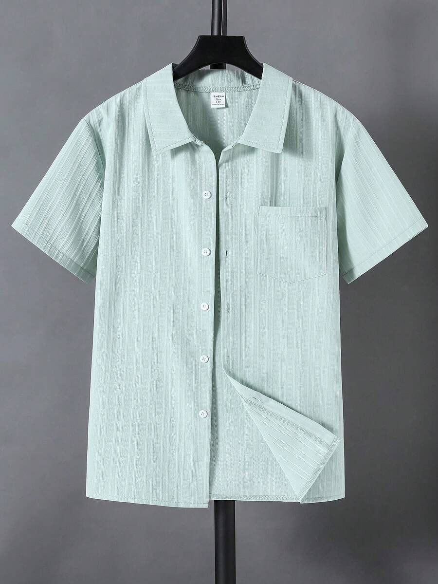 Camisa de manga corta de uso diario casual y versátil con cuello liso