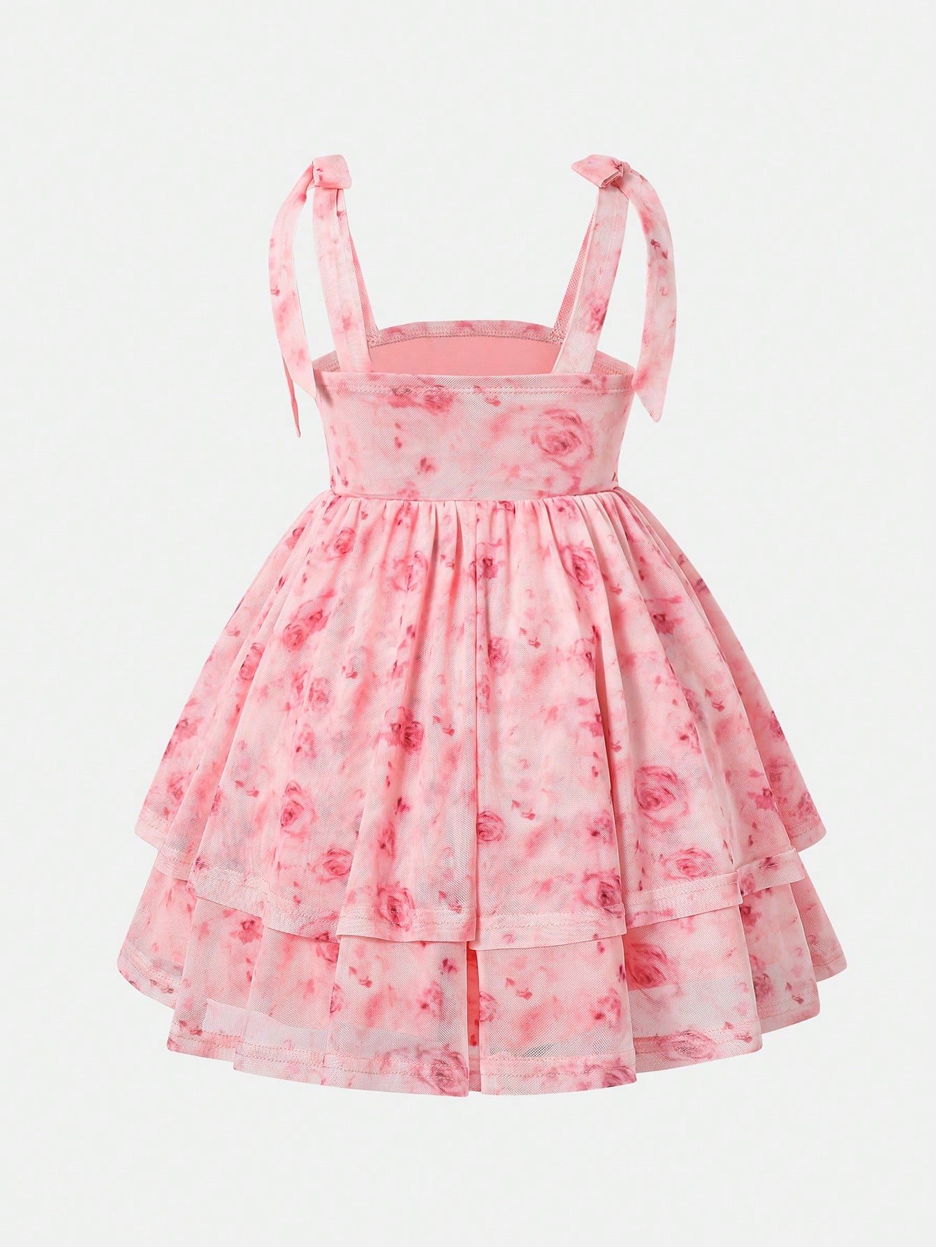 Vestido elegante y lindo con tirantes finos, lazo, cintura fruncida - Imagen 2