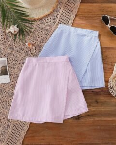Pantalones cortos de cintura media-alta con rayas irregulares