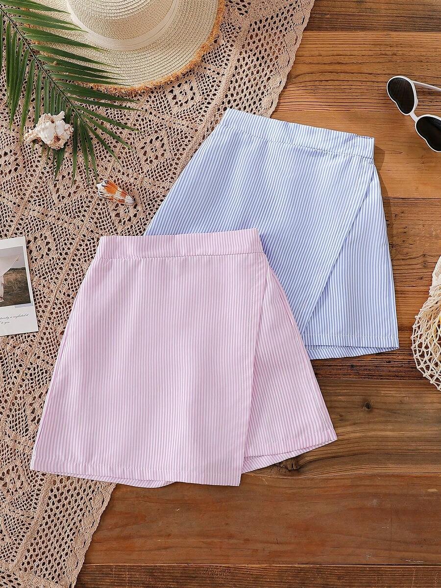Pantalones cortos de cintura media-alta con rayas irregulares