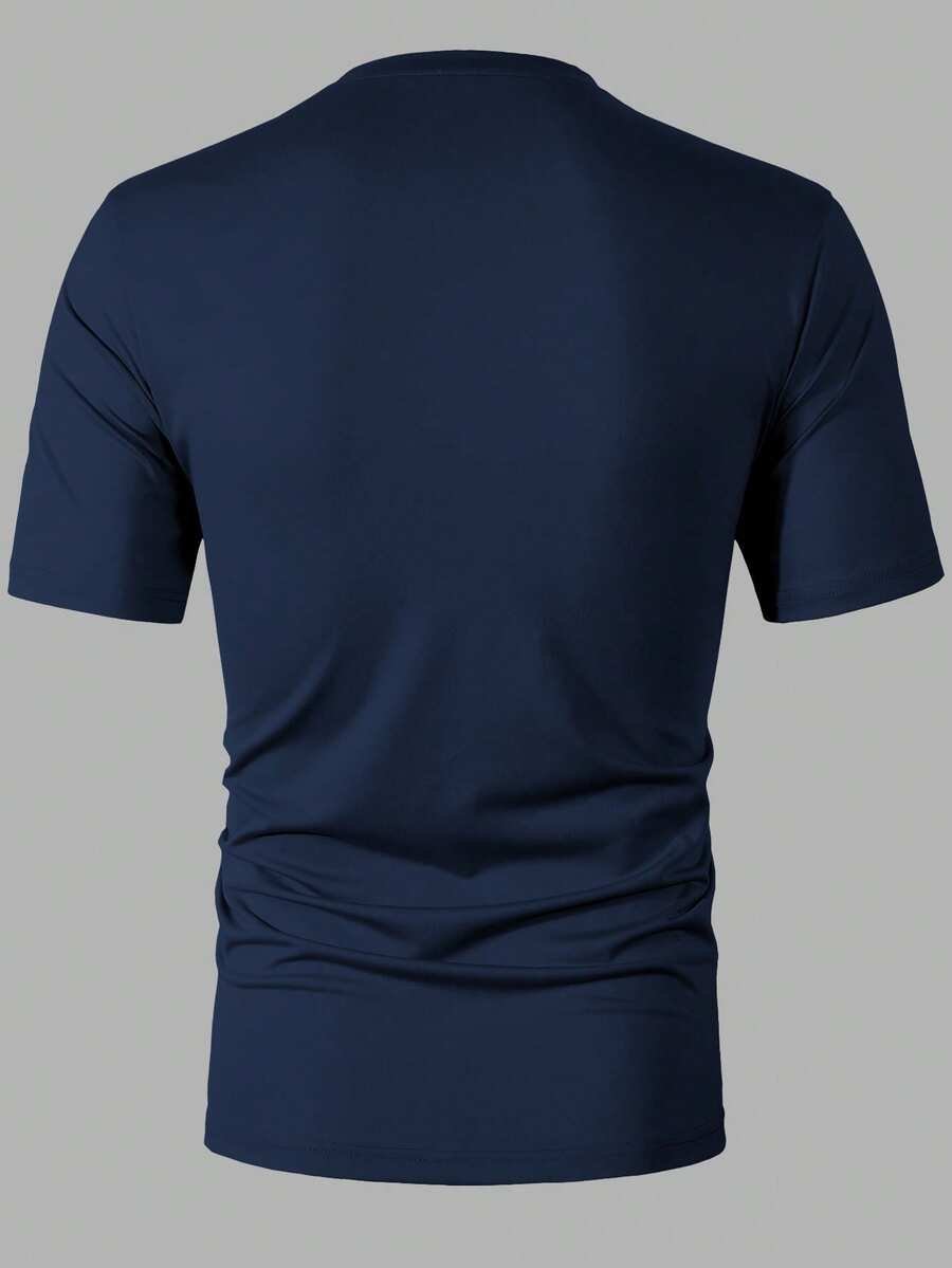 Camiseta de manga corta casual con botones y media cartera - Imagen 3
