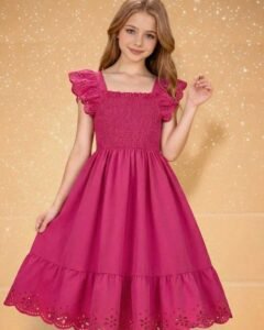 Vestido casual con volantes en el bajo unicolor para chicas