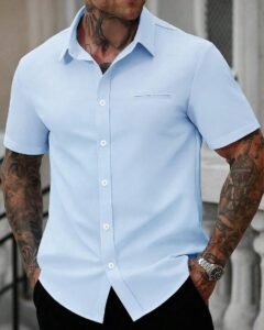 Camisa de manga corta casual y de negocios para hombres