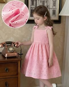 Vestido de tirantes cuadrado de tela de jacquard de punto rosa