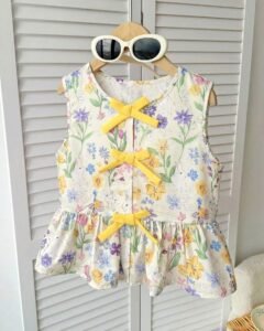 Top de tirantes con estampado floral y lazo lindo para chicas