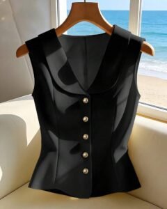 Blusa sin mangas amarilla elegante y estilizador