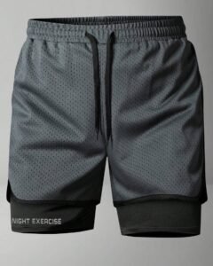 Pantalones cortos casuales elásticos con forro y con estampado de letras deportivos