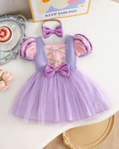 Set de 2 piezas de vestido de malla con bloqueo de color para niñas bebé
