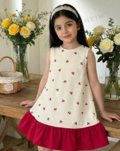 Vestido casual de gasa con estampado floral sin mangas