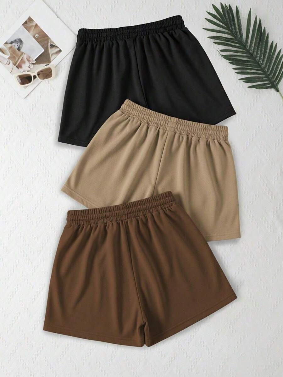 Pantalones cortos deportivos casuales de cintura elástica y cordón - Imagen 3