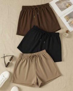 Pantalones cortos deportivos casuales de cintura elástica y cordón