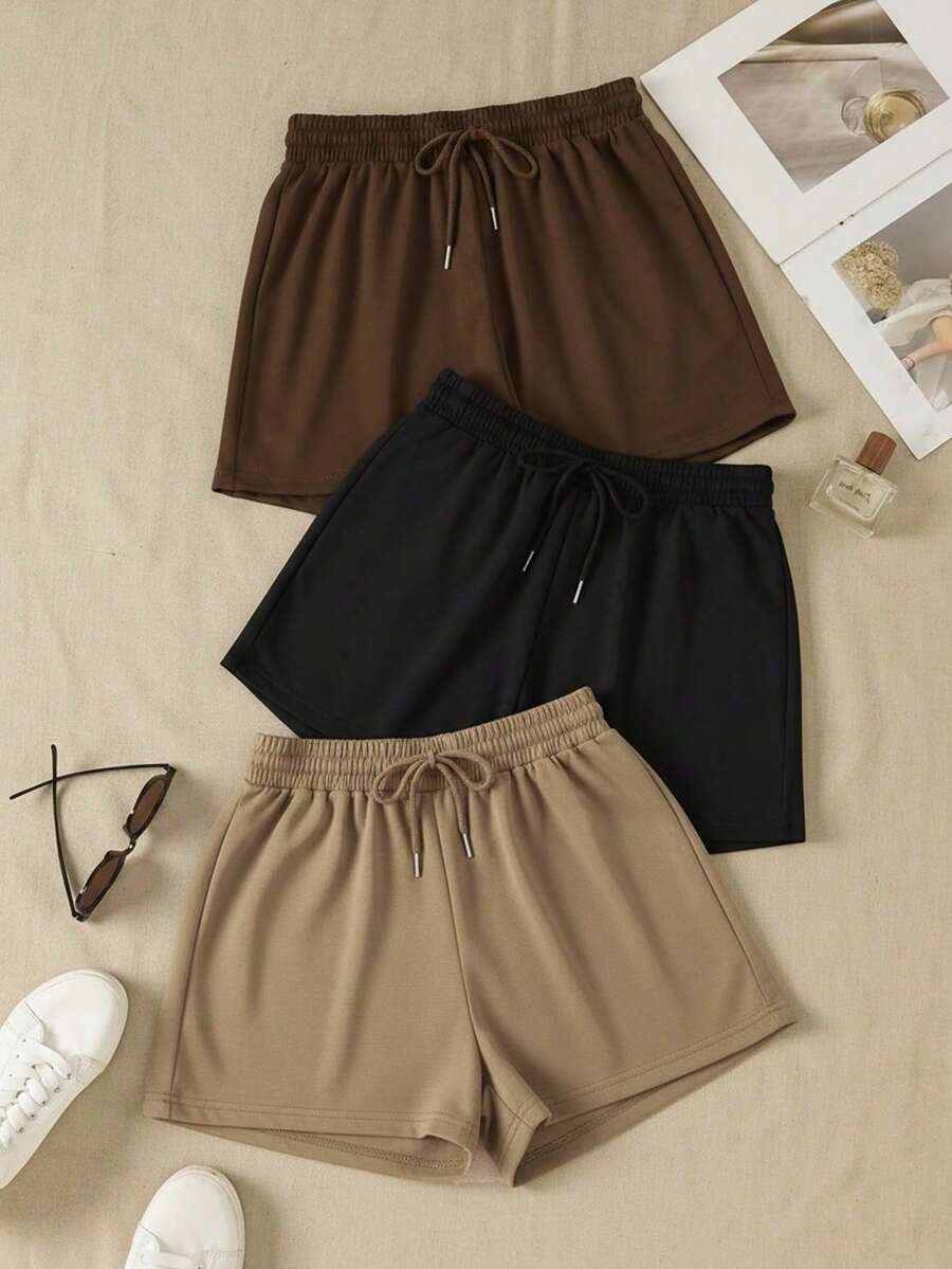 Pantalones cortos deportivos casuales de cintura elástica y cordón