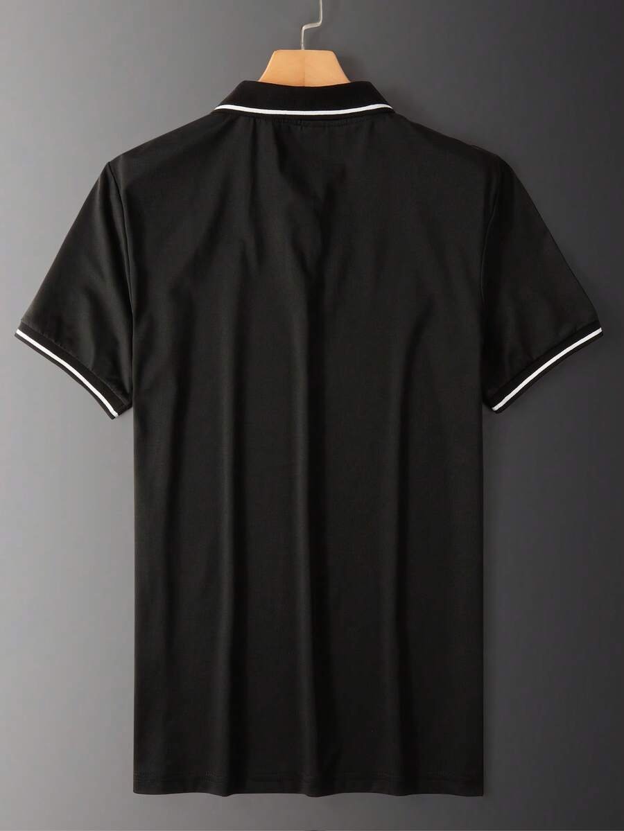 Camisa de polo a rayas para hombres con botones frontales - Imagen 3