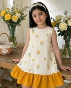 Vestido de verano casual, cómodo y lindo con rayas amarillas