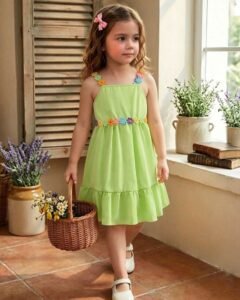 Vestido sin mangas con bordado floral lindo