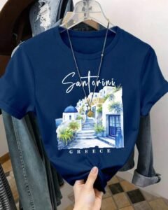 Camiseta con estampado del patrón de Santorini,