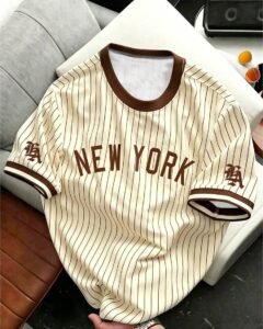Camiseta casual de hombre con estampado de rayas y letras