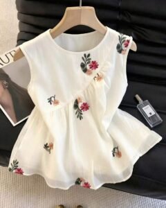 Blusa sin mangas de gasa con estampado floral y corte A