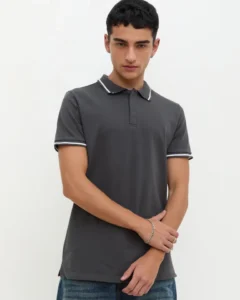 Polo Aletilla Oculta Gris Oxford