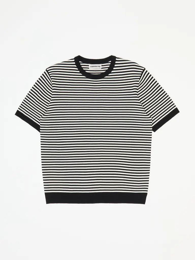 Playera Tejida Negra con Rayas Blancas - Imagen 3