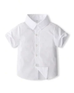 Camisa de manga corta blanca pura para niño