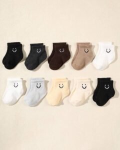 10 pares de calcetines cortos con carita sonriente para bebé