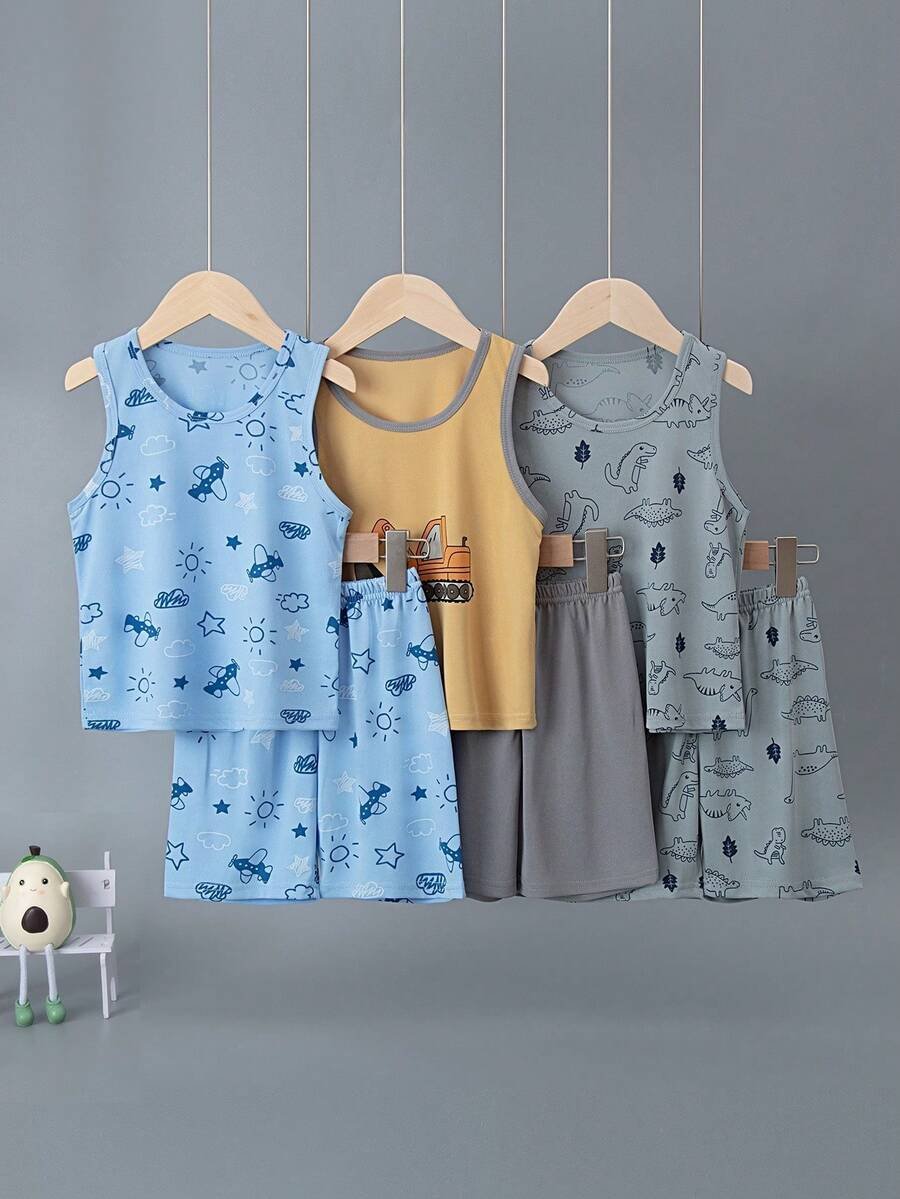 Pijamas de tirantes y pantalones cortos con estampado de dibujos animados