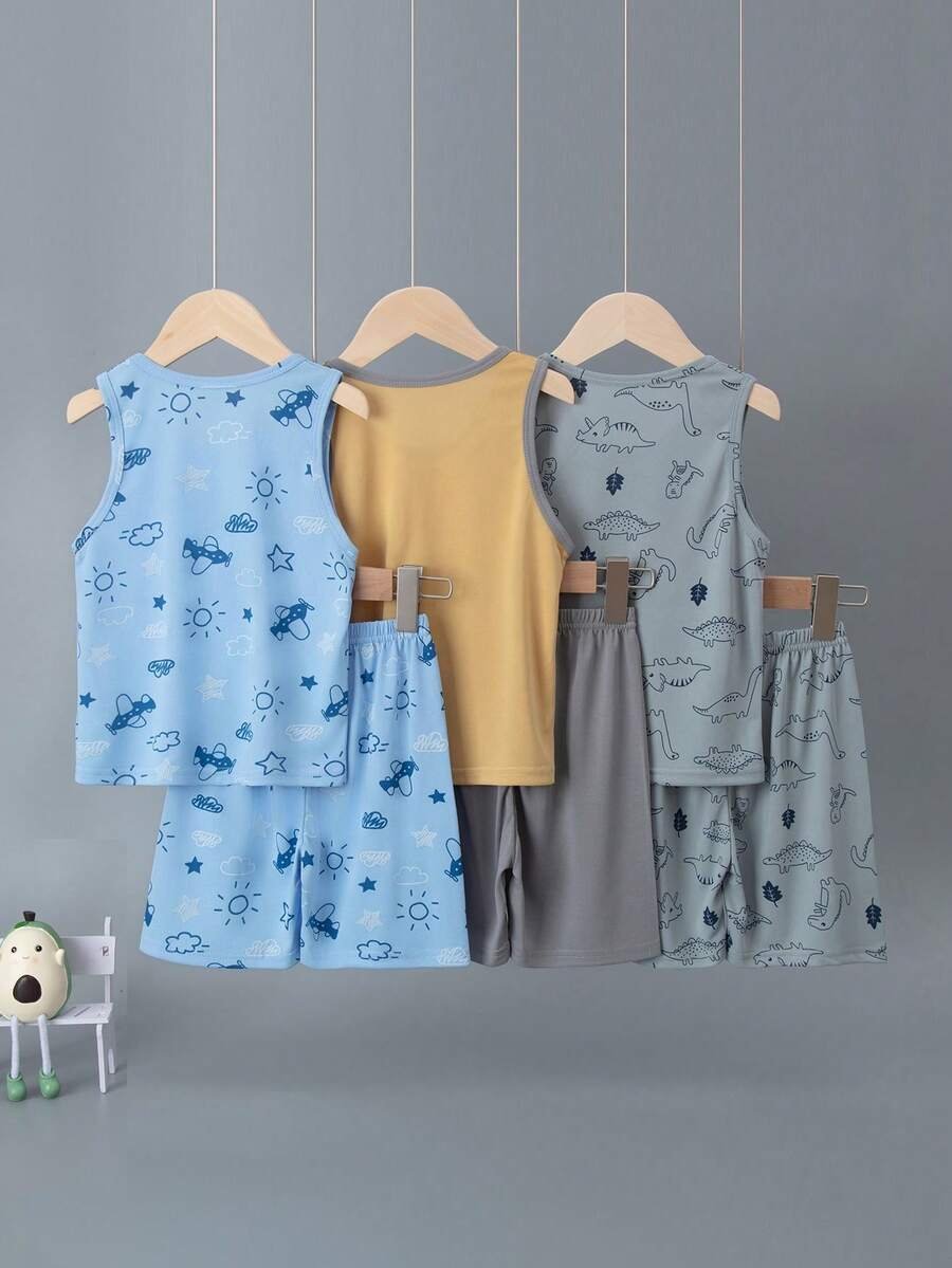 Pijamas de tirantes y pantalones cortos con estampado de dibujos animados - Imagen 2