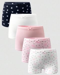 Bragas básicas multicolor con decoración de corazón y lazo para niñas