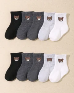 5 pares de calcetines para bebé con diseño aleatorio de oso
