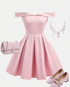 Vestido de estilo vintage con hombros descubiertos y cintura imperio