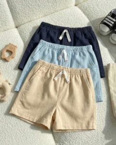 Pantalones Cortos Casuales De Color Sólido Para Bebé Niño