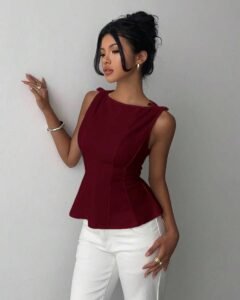 Blusa sin mangas elegante para ir al trabajo, diseño minimalista