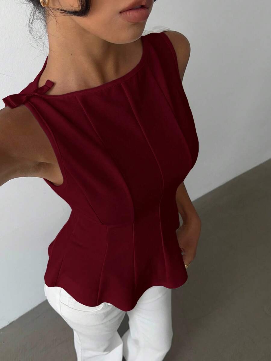 Blusa sin mangas elegante para ir al trabajo, diseño minimalista - Imagen 2