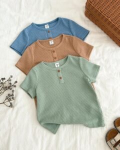 Camisetas de manga corta casuales y lindas de punto de unicolor