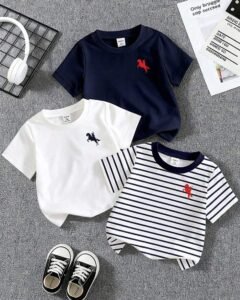 Camisetas de cuello redondo con estampado de caballero para niños