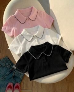 Camiseta polo de manga corta de verano para niñas pequeñas
