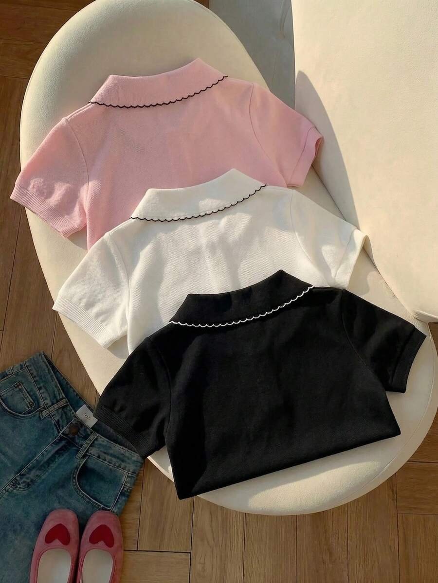 Camiseta polo de manga corta de verano para niñas pequeñas - Imagen 3
