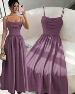 Vestido elegante y romántico de mujer con tirantes de espagueti
