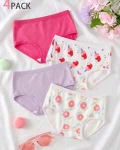 Bragas con estampado de rosales rojos, morados y blancos de donas y helados