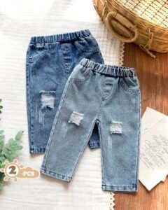 Pantalones vaqueros de mezclilla desgastados de moda