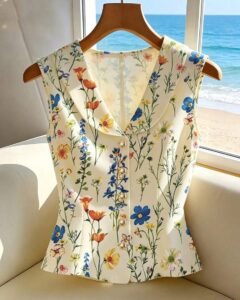 Top elegante sin mangas amarillo