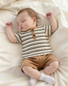 Conjunto de Henley de rayas  y pantalones cortos