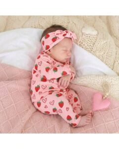 Conjunto de pijama de manga larga con estampado de fresa