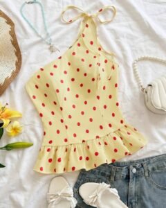 Top de camisola con encaje bordado y textura de tela