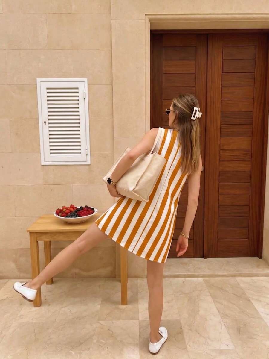 Vestido mini casual de línea A para mujer, estilo minimalista - Imagen 2